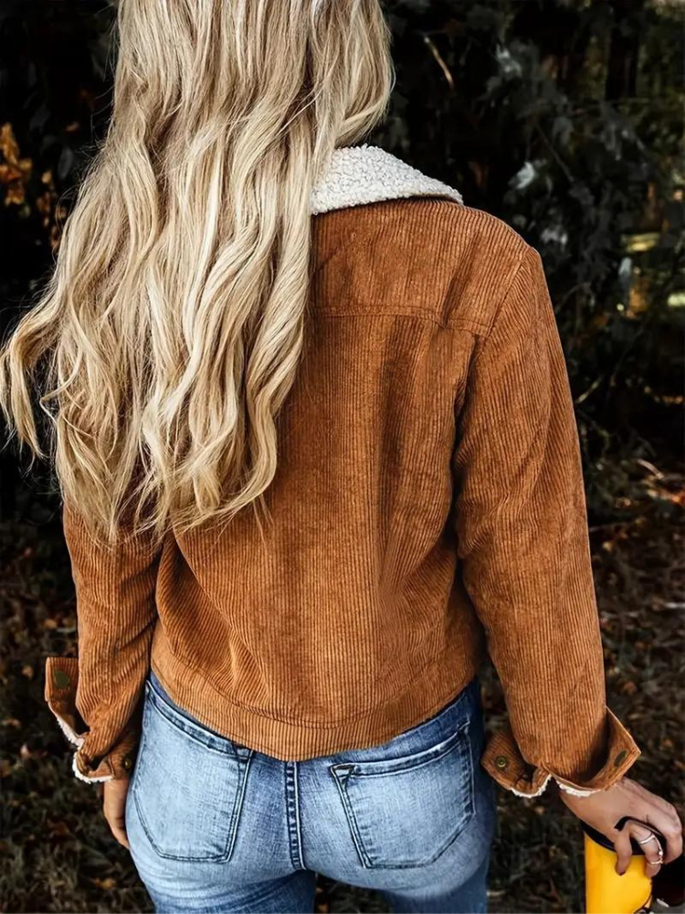 Buttoned Women’s Winter Jacket with High Collar Soft Fleece Lining Practical Pockets Layering Coat