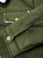 Buttoned Women’s Winter Jacket with High Collar Soft Fleece Lining Practical Pockets Layering Coat