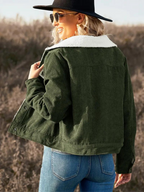 Buttoned Women’s Winter Jacket with High Collar Soft Fleece Lining Practical Pockets Layering Coat