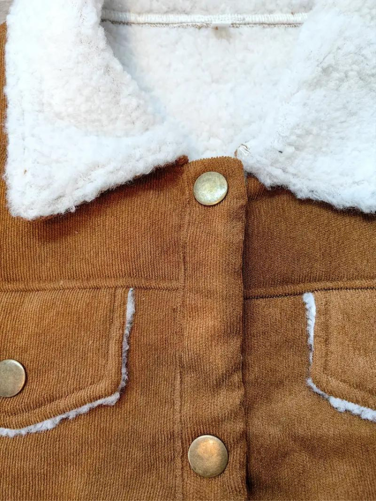 Buttoned Women’s Winter Jacket with High Collar Soft Fleece Lining Practical Pockets Layering Coat