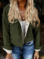 Buttoned Women’s Winter Jacket with High Collar Soft Fleece Lining Practical Pockets Layering Coat