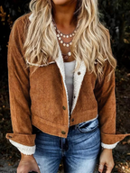 Buttoned Women’s Winter Jacket with High Collar Soft Fleece Lining Practical Pockets Layering Coat