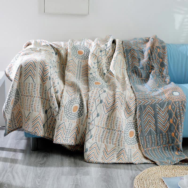 Reversible Cotton Striped Blanket Ultra-Plush Throw Sofa Cover Multiple Sizes
