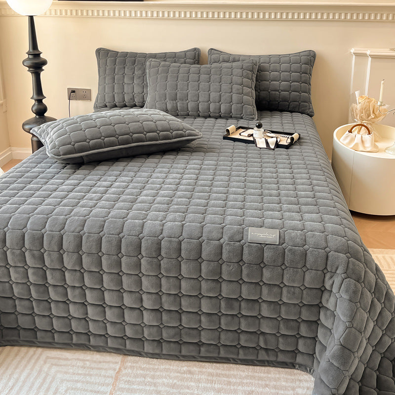 Soft Plush Square-Textured Bedspread Throw Blanket 79x90 Inches Multiple Colors