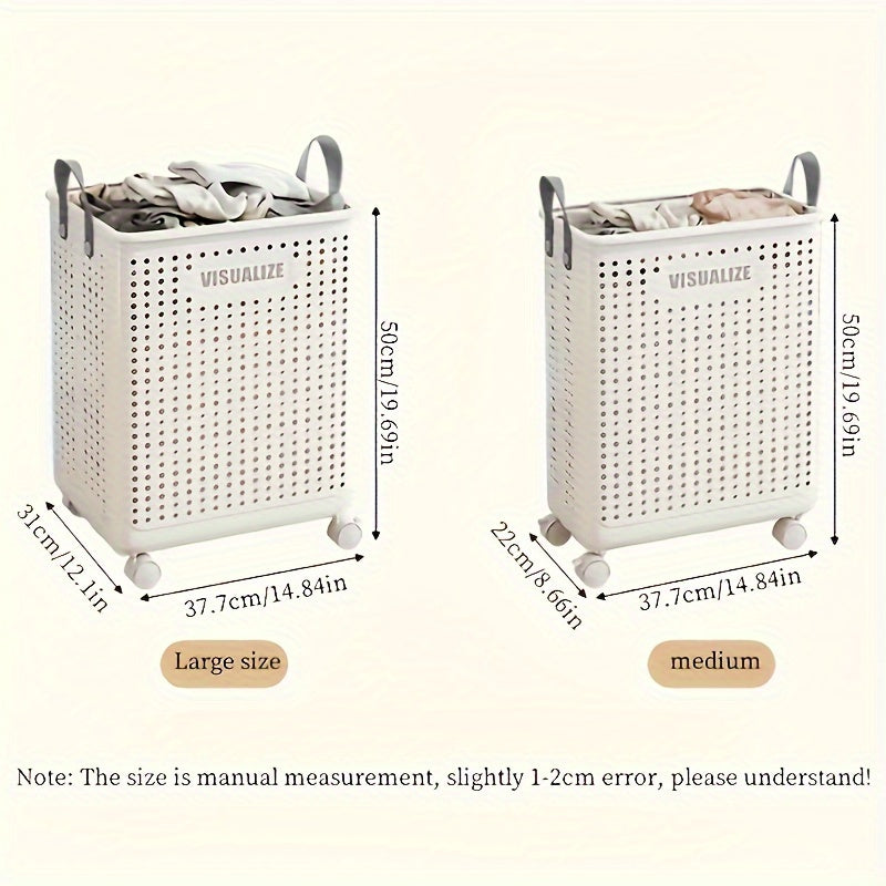 Foldable Laundry Box with Wheels and Castors Mobile Storage Basket for Laundry Room