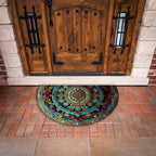 Half Moon Mandala Door Mat Semi-Circular Polyester Entry Mat with Anti-Slip Backing and Machine Washable Design