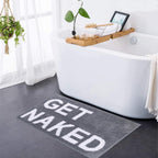 Get Naked Soft Tufted Bath Mat Absorbent Bathroom Rug with Playful Text Design