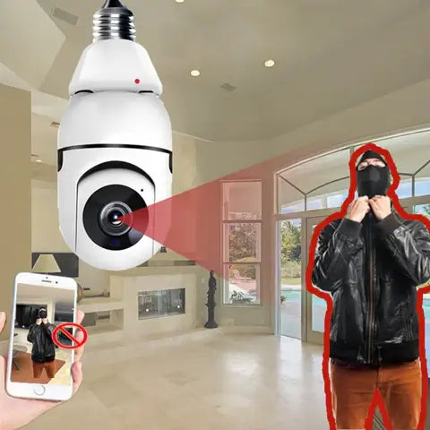 Security Camera Light Bulb 1080P WiFi Outdoor Surveillance with Motion Detection and Night Vision E27 Socket