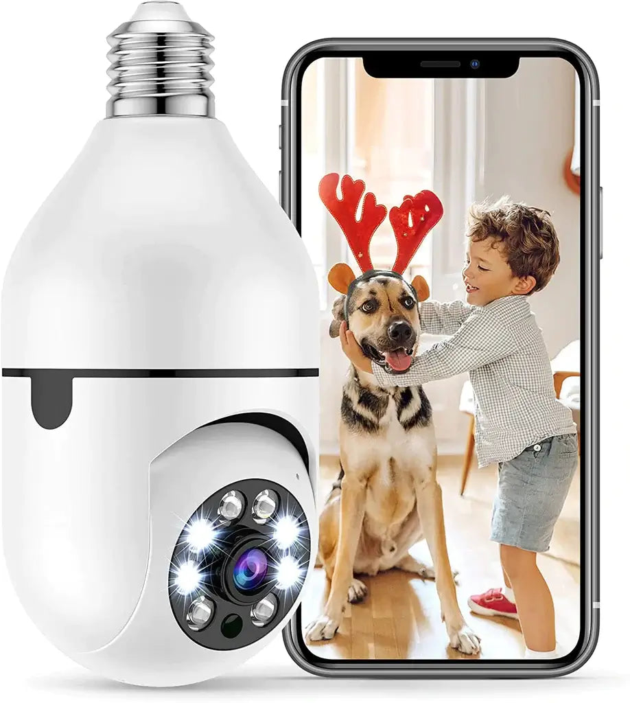 Security Camera Light Bulb 1080P WiFi Outdoor Surveillance with Motion Detection and Night Vision E27 Socket