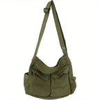 Canvas Shoulder Bag for Women Spacious Vintage Durable Lightweight Crossbody with Zipper Closure