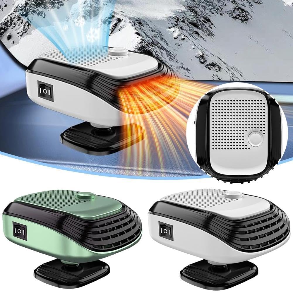 Car Heater Cigarette Lighter 2-in-1 Heating and Cooling Defrost Fan Compact Vehicle Warmer