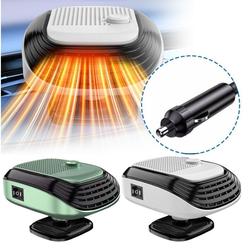 Car Heater Cigarette Lighter 2-in-1 Heating and Cooling Defrost Fan Compact Vehicle Warmer