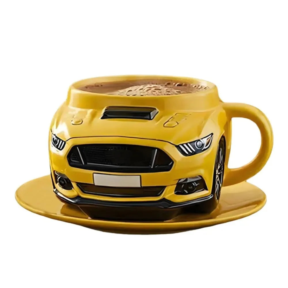 Car-Shaped 3D Coffee Mug Resin and Stainless Steel Novelty Cup for Car Enthusiasts Home Office Gift