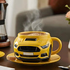 Car-Shaped 3D Coffee Mug Resin and Stainless Steel Novelty Cup for Car Enthusiasts Home Office Gift