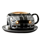 Car-Shaped 3D Coffee Mug Resin and Stainless Steel Novelty Cup for Car Enthusiasts Home Office Gift
