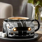 Car-Shaped 3D Coffee Mug Resin and Stainless Steel Novelty Cup for Car Enthusiasts Home Office Gift
