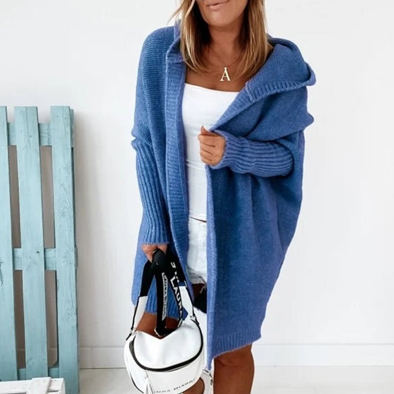 Women's Hooded Knit Cardigan Oversized Cozy Soft Warm Layering Sweater