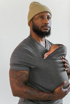 Baby Sling Shirt Cotton Blend Hands-Free Baby Carrier Nursing Top Black Gray Green