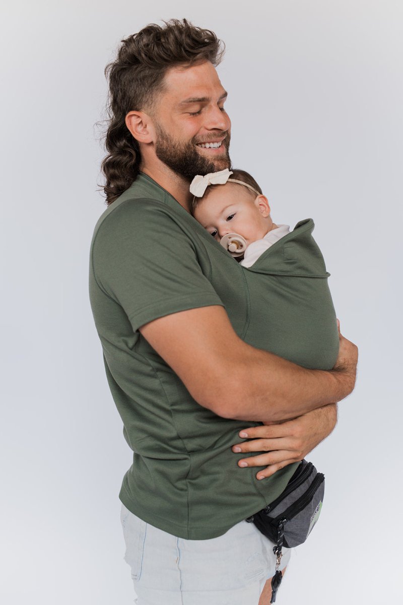 Baby Sling Shirt Cotton Blend Hands-Free Baby Carrier Nursing Top Black Gray Green