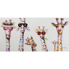 Cartoon Giraffes Canvas Wall Art Painting Modern Colorful Animal Print Horizontal Rectangle