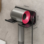 Wall Mount Hair Care Organizer Aluminum Holder for Hairdryer Brushes and Cables Black Gray White