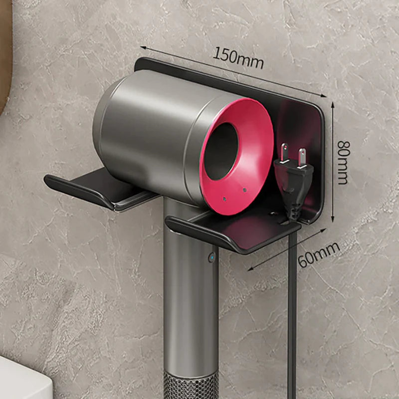 Wall Mount Hair Care Organizer Aluminum Holder for Hairdryer Brushes and Cables Black Gray White