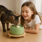 Ceramic Cat Water Fountain 1.3L with Dual Filtration Quiet USB-Powered Pet Hydration Fountain