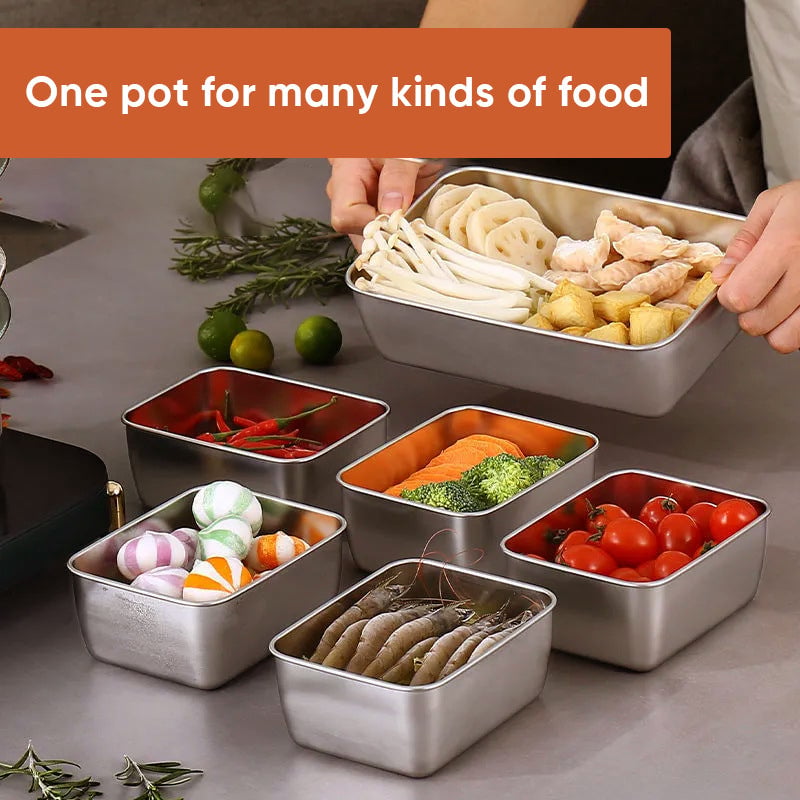 Stainless Steel Food Storage Containers Set 3/6 Pcs Durable Reusable Eco-Friendly Dishwasher Safe
