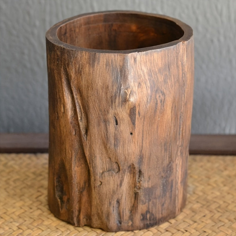 Handmade Wooden Pen Holder Natural Solid Wood Desk Organizer Rustic Office Accessory