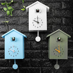 JoyCoo Classic Cuckoo Wall Clock Battery Operated ABS Material Blue White Green 20x25 cm