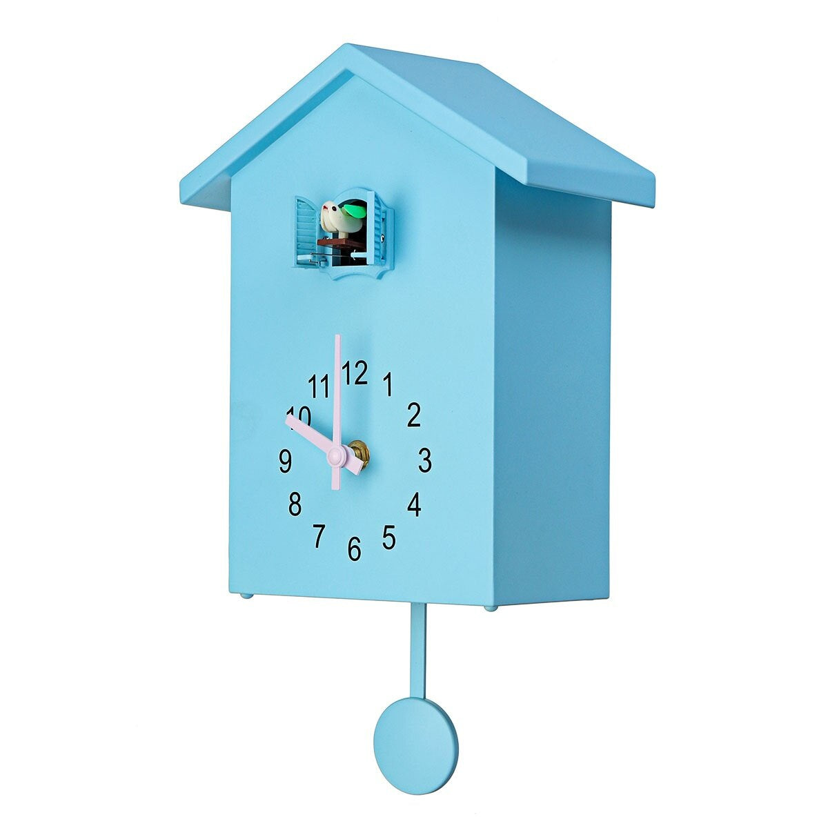 JoyCoo Classic Cuckoo Wall Clock Battery Operated ABS Material Blue White Green 20x25 cm