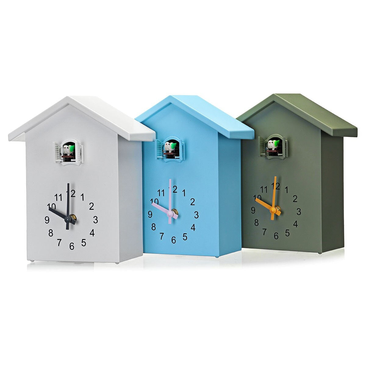 JoyCoo Classic Cuckoo Wall Clock Battery Operated ABS Material Blue White Green 20x25 cm