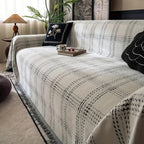 Plaid Chenille Sofa Cover with Tassels Anti-Slip Furniture Protector for 1 to 4-Seater Sofas