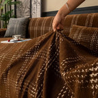 Plaid Chenille Sofa Cover with Tassels Anti-Slip Furniture Protector for 1 to 4-Seater Sofas
