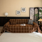 Plaid Chenille Sofa Cover with Tassels Anti-Slip Furniture Protector for 1 to 4-Seater Sofas