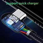 Indestructible Charging Cable Universal USB Rapid Charge Durable Flexible 90-Degree Angle