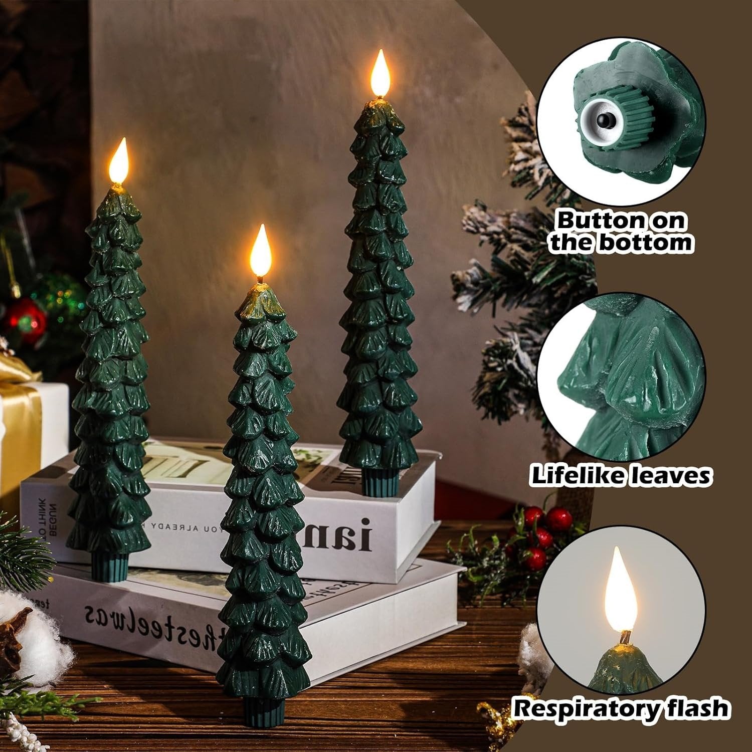 Christmas Tree LED Candle Light Decorative Christmas Music-Style Candle with Warm Glow
