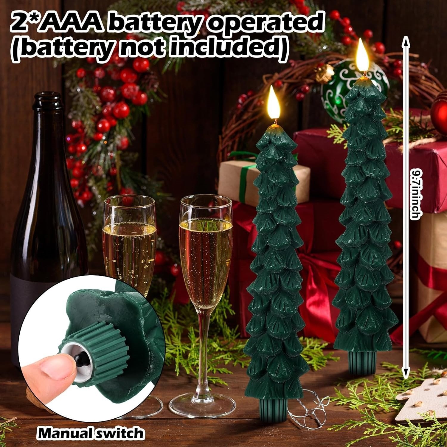 Christmas Tree LED Candle Light Decorative Christmas Music-Style Candle with Warm Glow