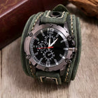 Classic Leather Strap Watch Stainless Steel Case Luminous Hands Water Resistant