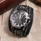 Classic Leather Strap Watch Stainless Steel Case Luminous Hands Water Resistant