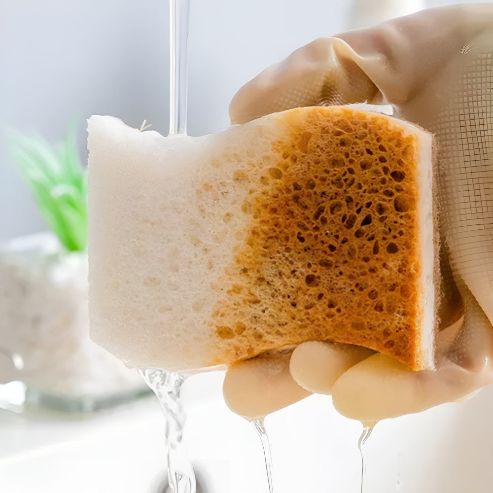 Natural Coconut Fiber Dish Sponge Eco-Friendly Wood Pulp Scrubber Non-Scratch Fast-Drying 4.3x2.7 Inch