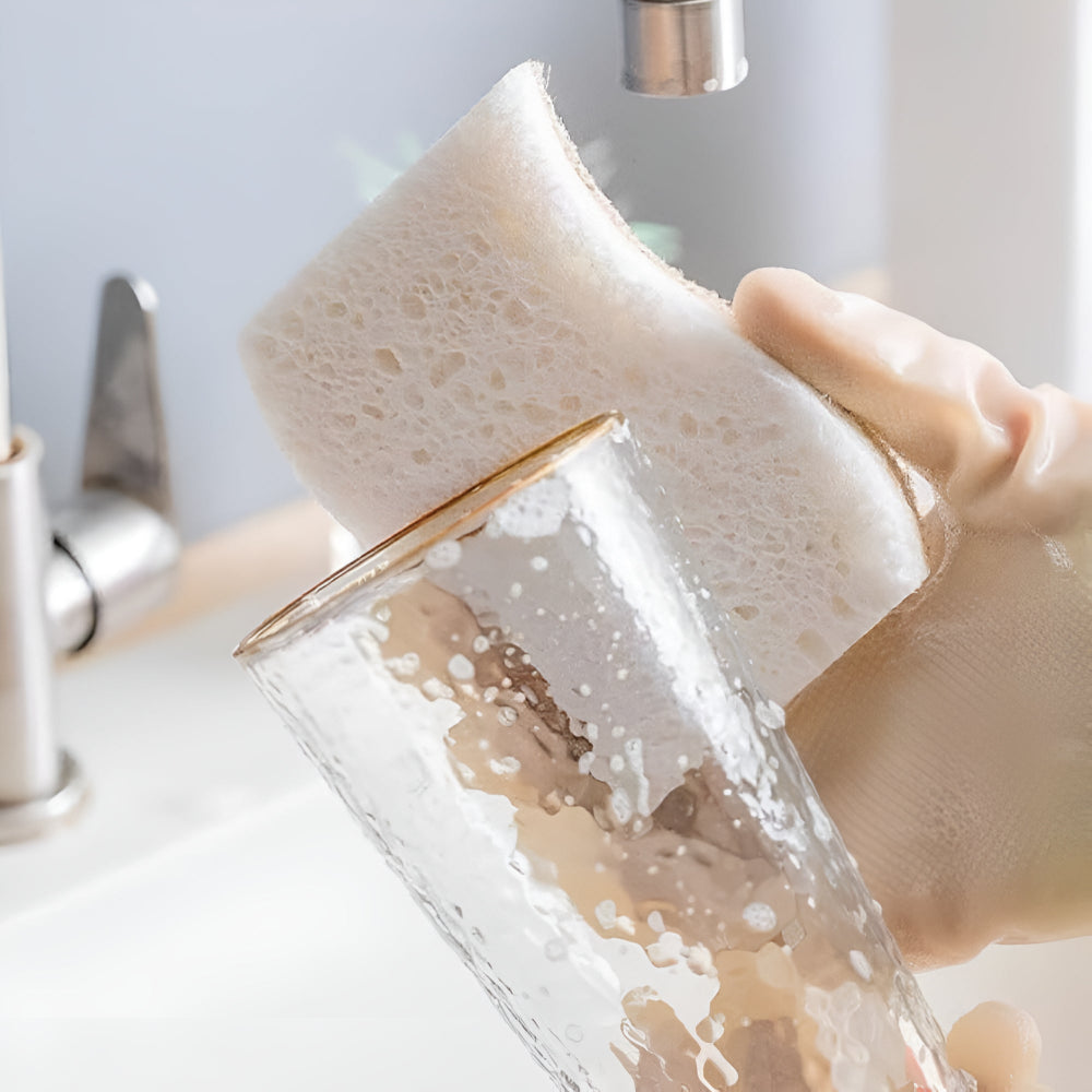 Natural Coconut Fiber Dish Sponge Eco-Friendly Wood Pulp Scrubber Non-Scratch Fast-Drying 4.3x2.7 Inch