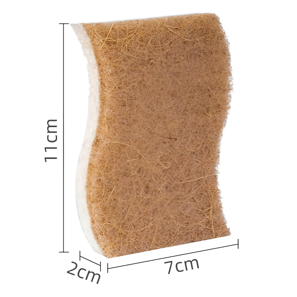 Natural Coconut Fiber Dish Sponge Eco-Friendly Wood Pulp Scrubber Non-Scratch Fast-Drying 4.3x2.7 Inch