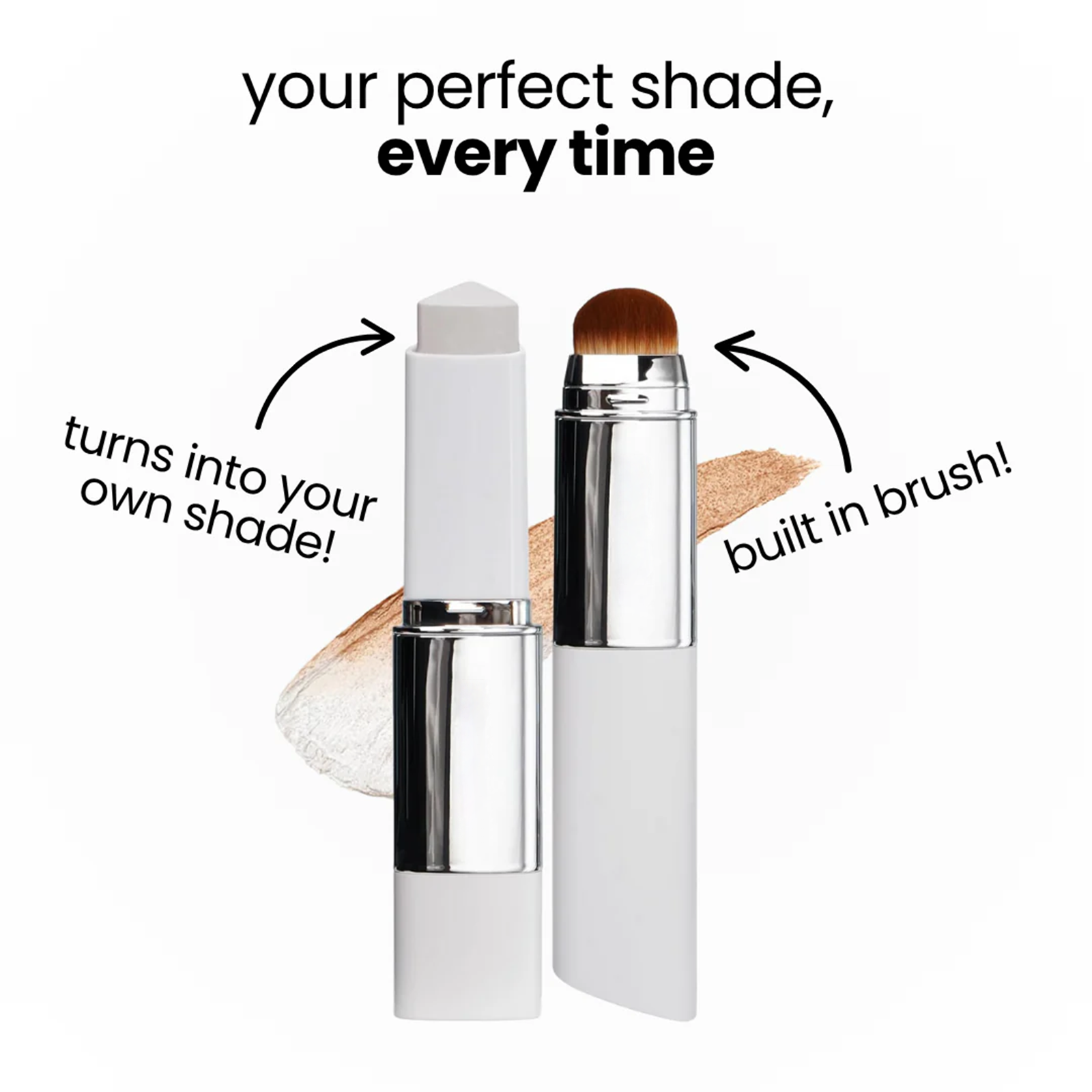Adaptive Cover Cream Stick Color-Changing Foundation Concealer Highlighter with Hydrating Skincare and Integrated Blending Brush