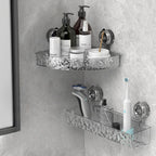 Corner Shower Caddy with Suction Cups Two-Tier Waterproof Bathroom Shelf Organizer