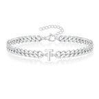 Couples Letter Initial Cuban Link Bracelet Stainless Steel Adjustable Unisex Jewelry Gift