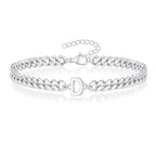 Couples Letter Initial Cuban Link Bracelet Stainless Steel Adjustable Unisex Jewelry Gift