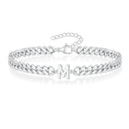 Couples Letter Initial Cuban Link Bracelet Stainless Steel Adjustable Unisex Jewelry Gift