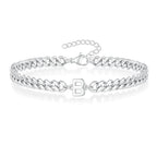 Couples Letter Initial Cuban Link Bracelet Stainless Steel Adjustable Unisex Jewelry Gift