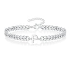 Couples Letter Initial Cuban Link Bracelet Stainless Steel Adjustable Unisex Jewelry Gift